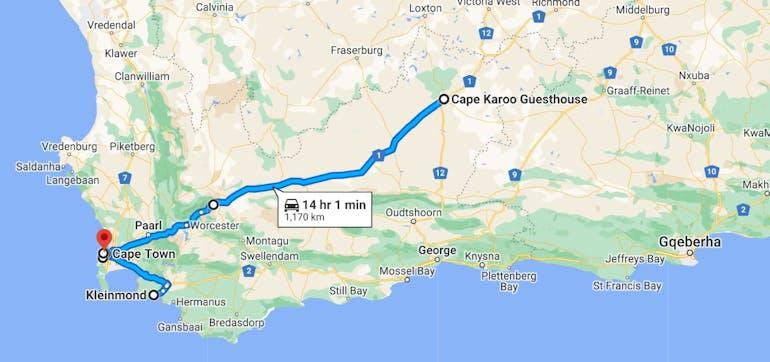 Our journey starts from the Cape Town International Airport - Women centre in the coastal town of Kleinmond, to Cape Town city centre, Safari in the Cape Karoo and ending in the Cape Winelands